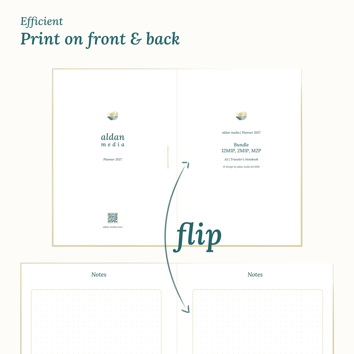 Double-sided printing layout for TN A5 PDF planner on DIN A4 paper