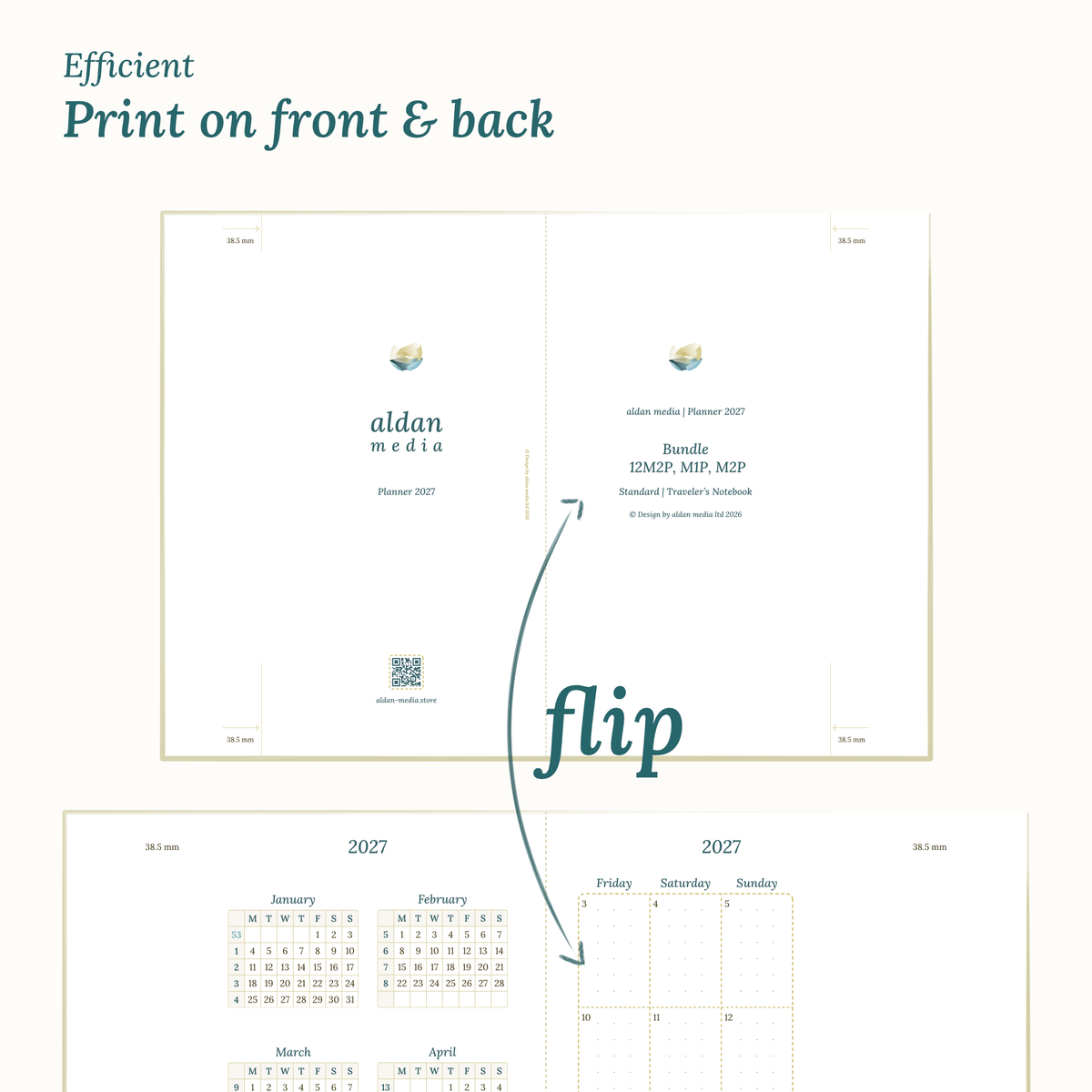 Double-sided printing layout for TN Standard PDF planner on DIN A4 paper