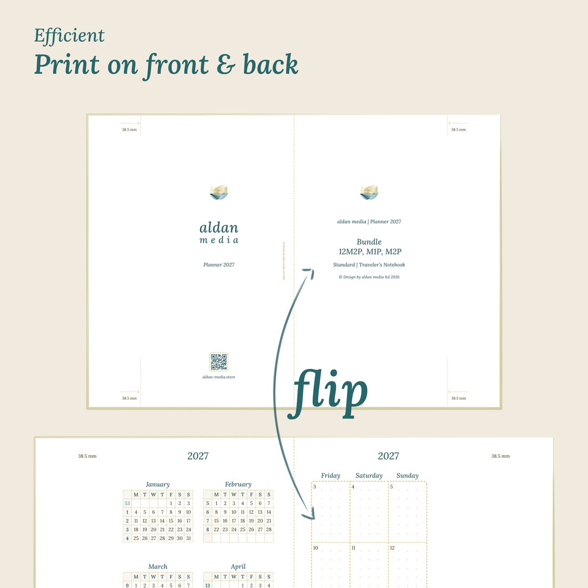Double-sided printing layout for TN Standard PDF planner on DIN A4 paper