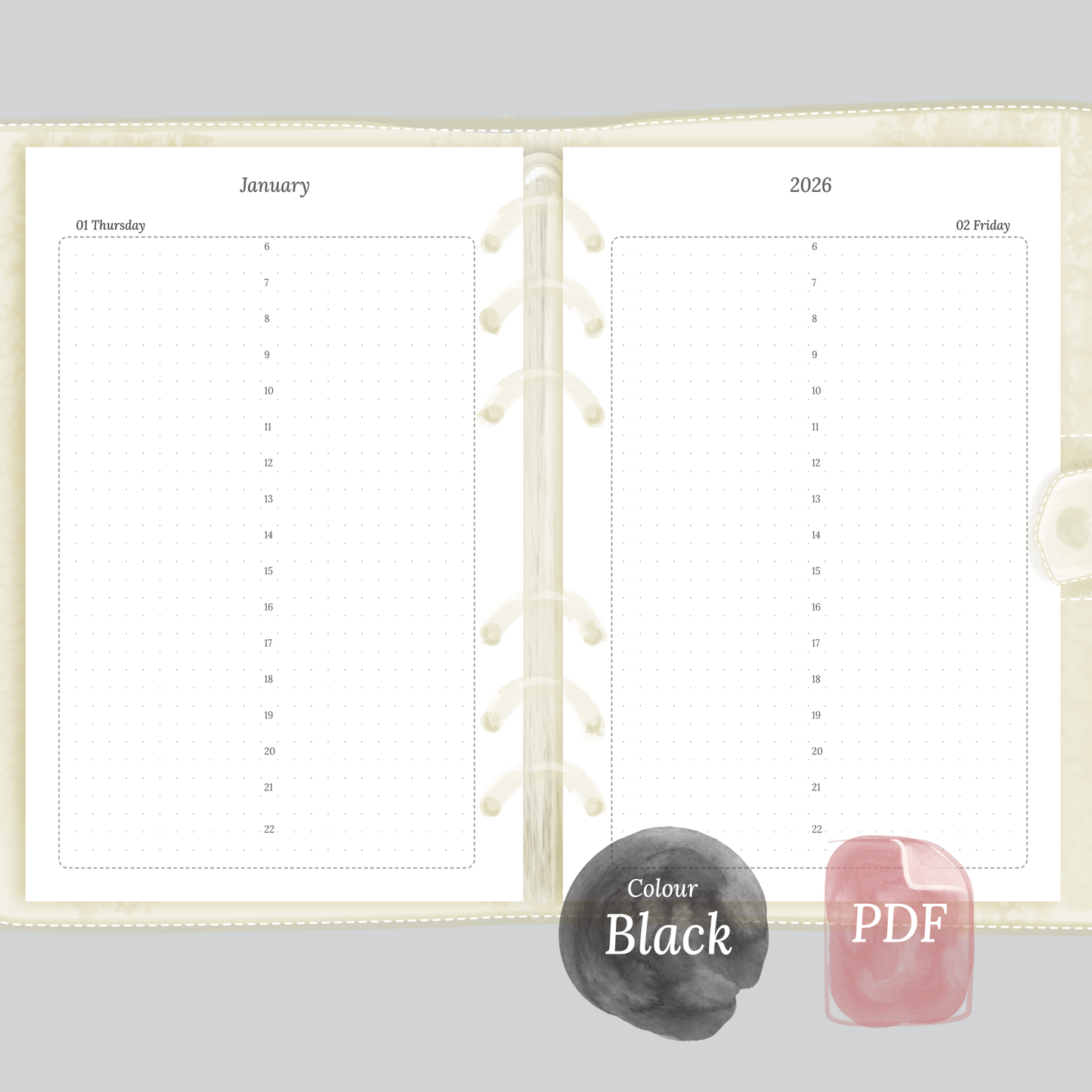 A5 | D1P | Day on 1 page