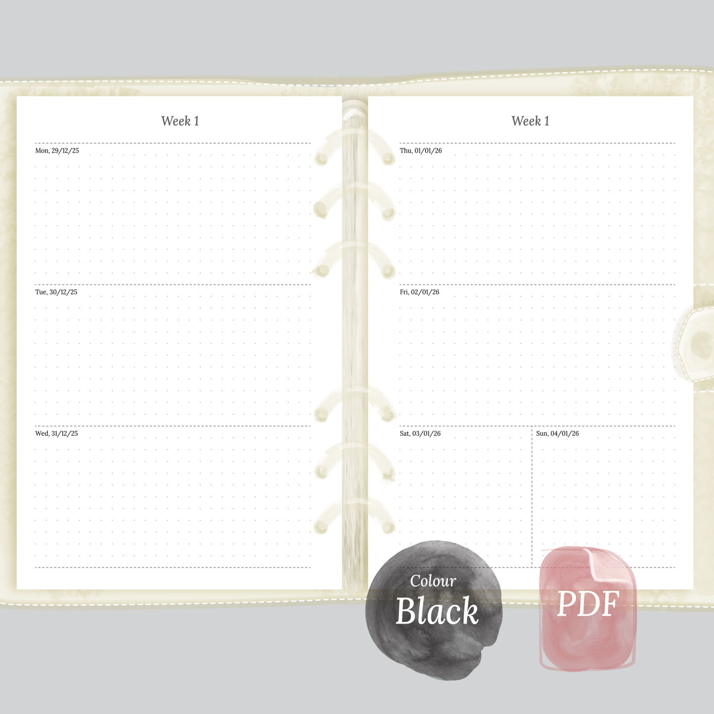 A5 | W2P | Week on 2 pages
