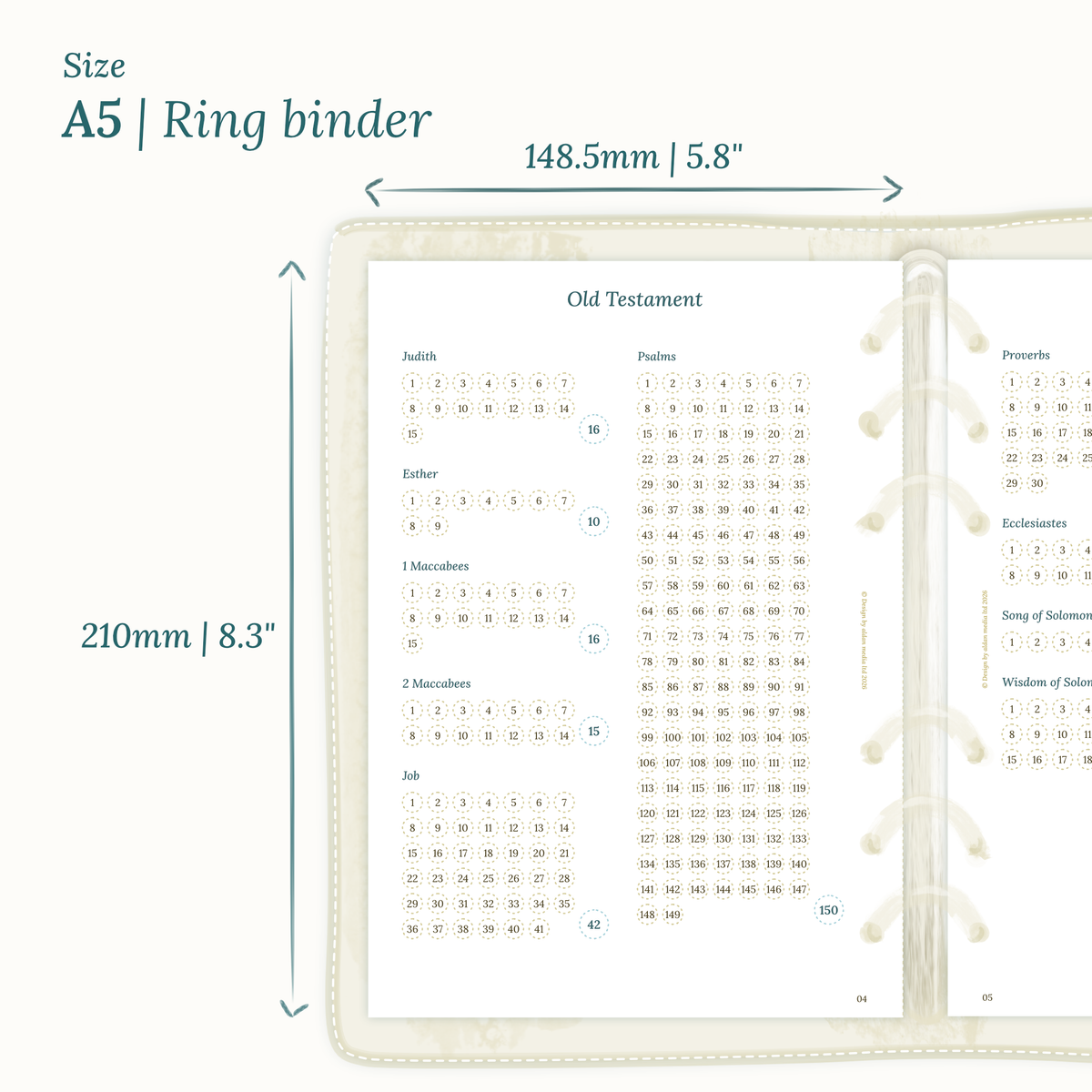Two-page spread of 2027 planner printed on DIN A4 paper