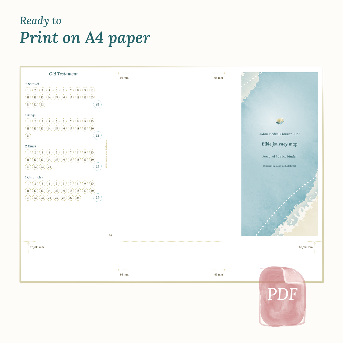 Two-page spread of 2027 planner printed on DIN A4 paper
