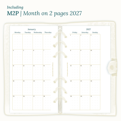 Personal PDF printable planner inserts monthly for 2027 for Ring Binder