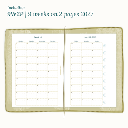 TN A5 PDF printable planner inserts monthly for 2027 for Traveler's Notebook