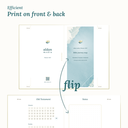 Calendar design with a lake map illustration TN Standard size for Traveler's Notebook