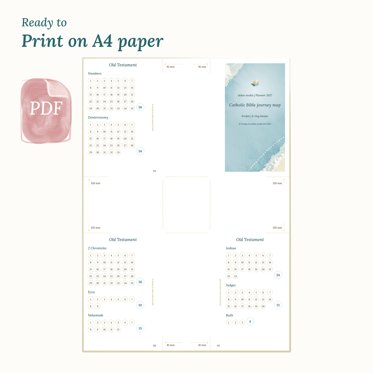 Two-page spread of 2027 planner printed on DIN A4 paper