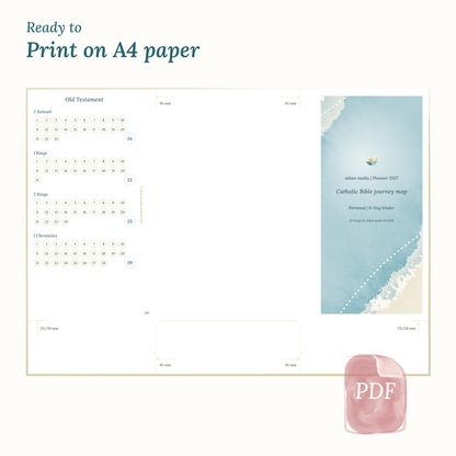 Two-page spread of 2027 planner printed on DIN A4 paper