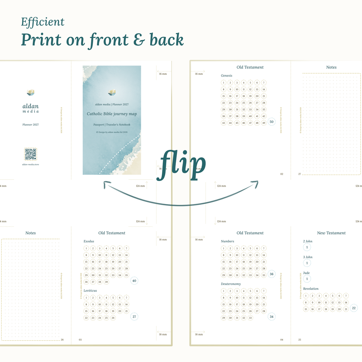 Calendar design with a lake map illustration TN Passport size for Traveler's Notebook