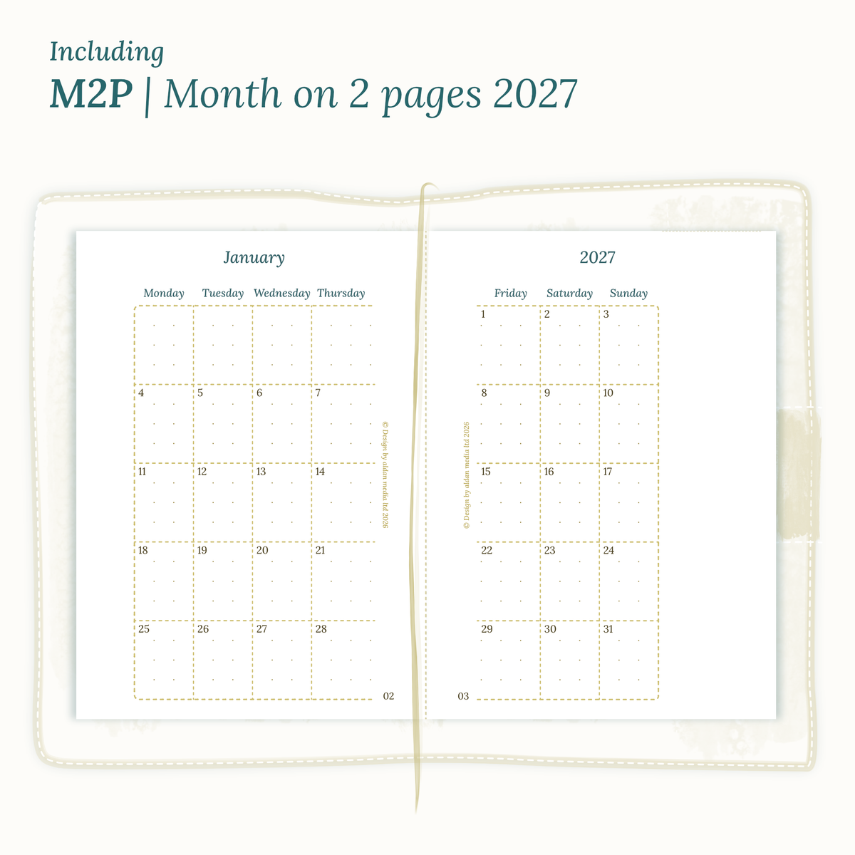 Module monthly 2027 for TN Passport size PDF printable planner inserts
