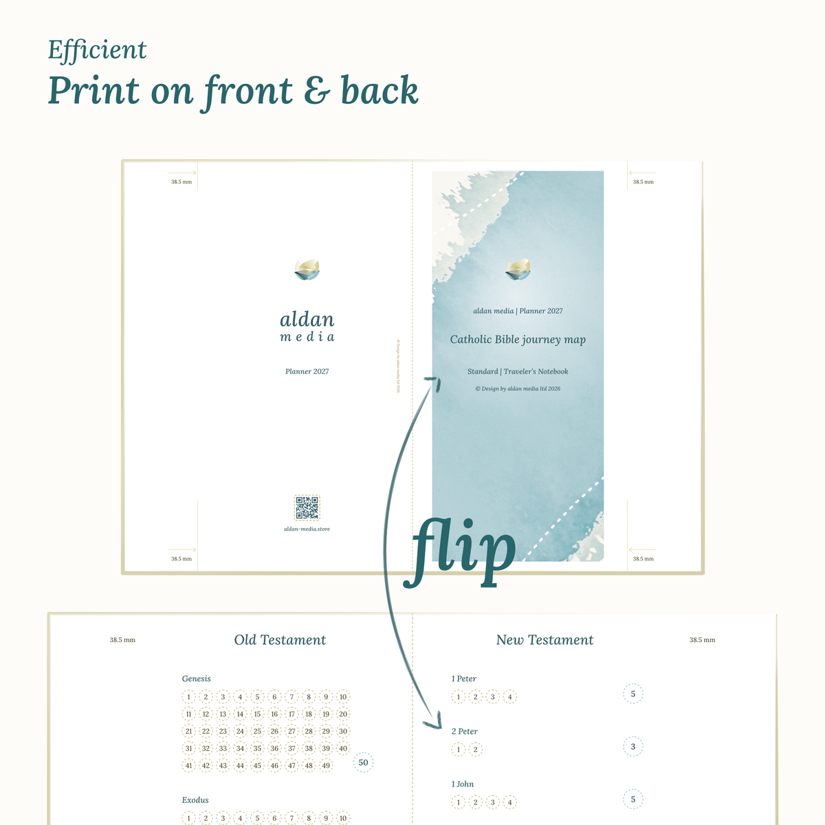 Calendar design with a lake map illustration TN Standard size for Traveler's Notebook