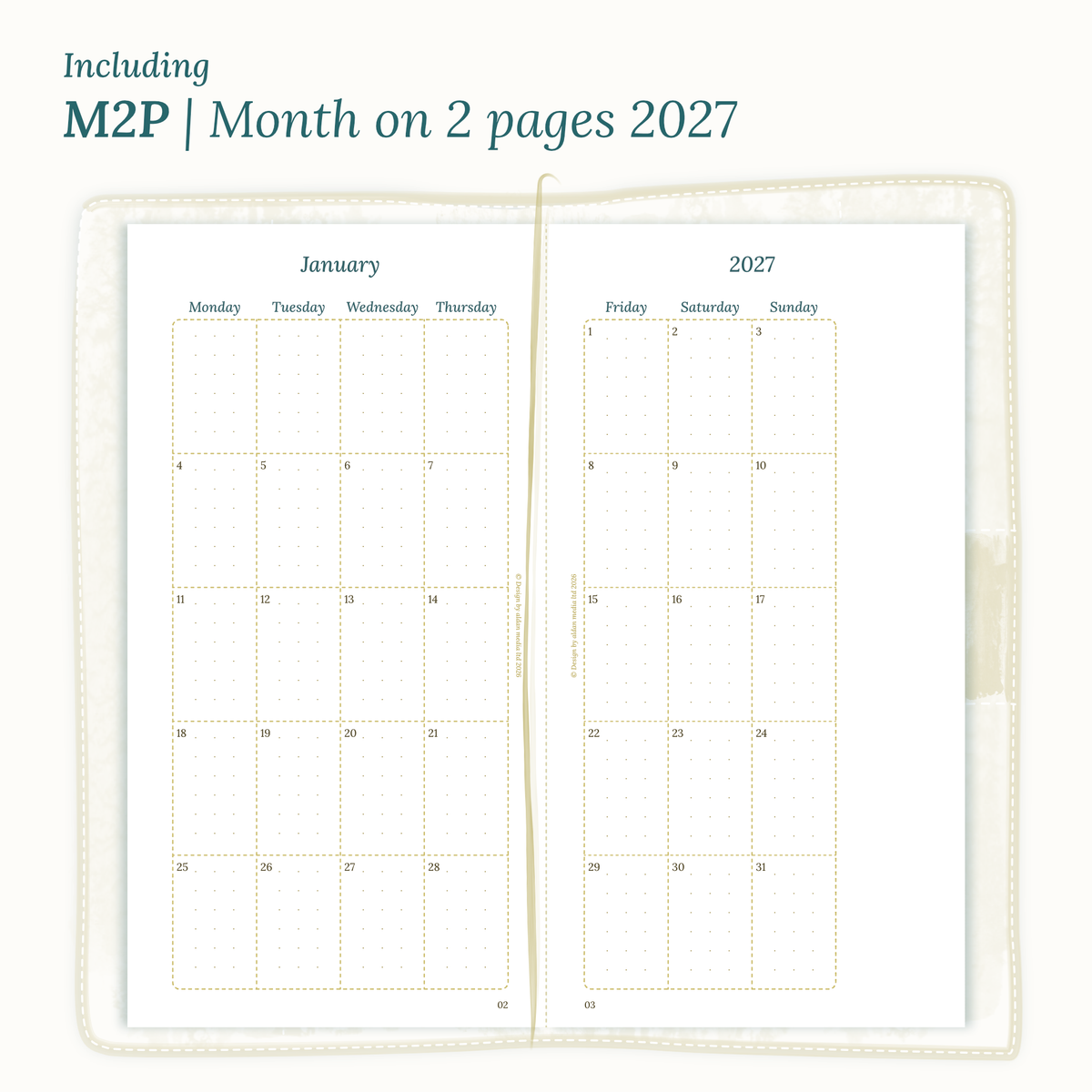 Module monthly 2027 for TN Standard size PDF printable planner inserts