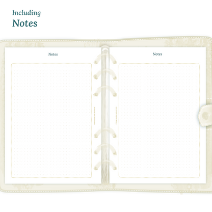 Open planner showing details of the printable planner inserts module Notes for 2027.