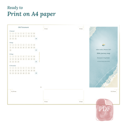 PDF printable calendar planner with lake design on A4 paper that illustrates that our products are ready to print.