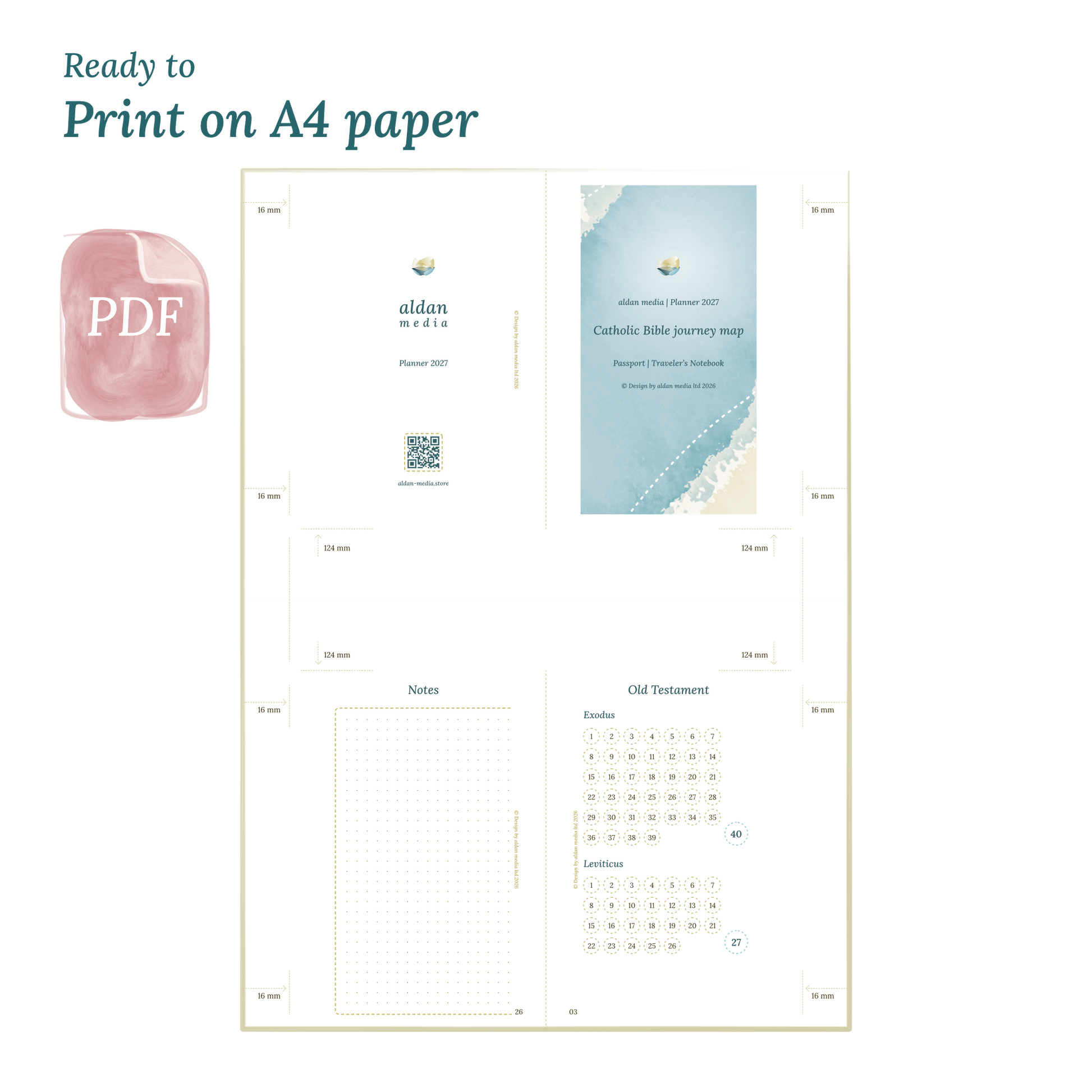 Calendar planner with title on A4 paper that illustrates that our products are ready to print.