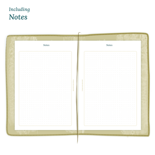 Open planner showing details of the PDF printable inserts module Notes for 2027.