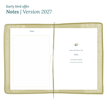 Calendar PDF printable Notes module for 2027 for A5 size Traveler's Notebook planner.