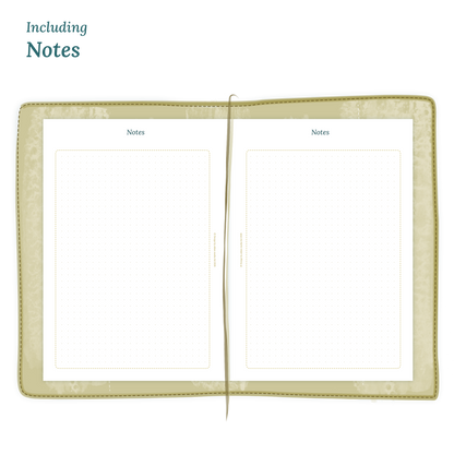 Open planner showing details of the PDF printable planner inserts module Notes for 2027.