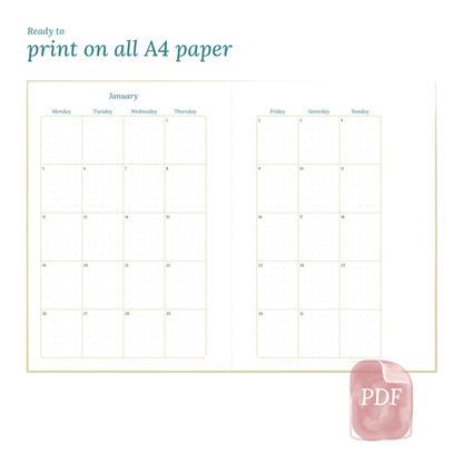 A5 | Bundle L | Year at a glance, future log, month on 2 pages & week on 2 pages