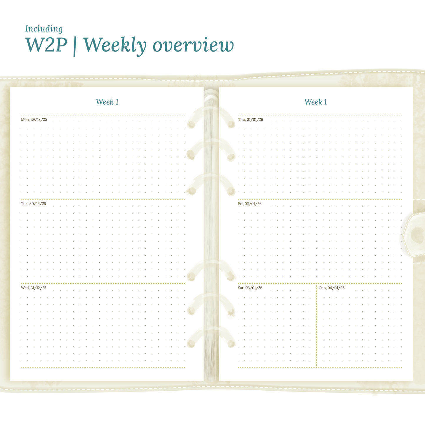 A5 | Bundle L | Year at a glance, future log, month on 2 pages & week on 2 pages