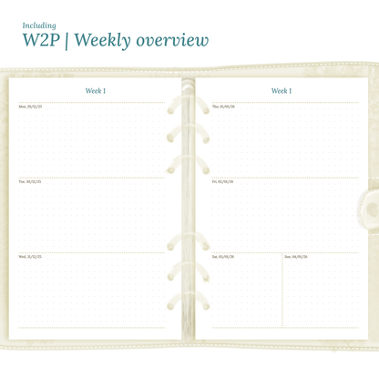 A5 | Bundle L | Year at a glance, future log, month on 2 pages & week on 2 pages