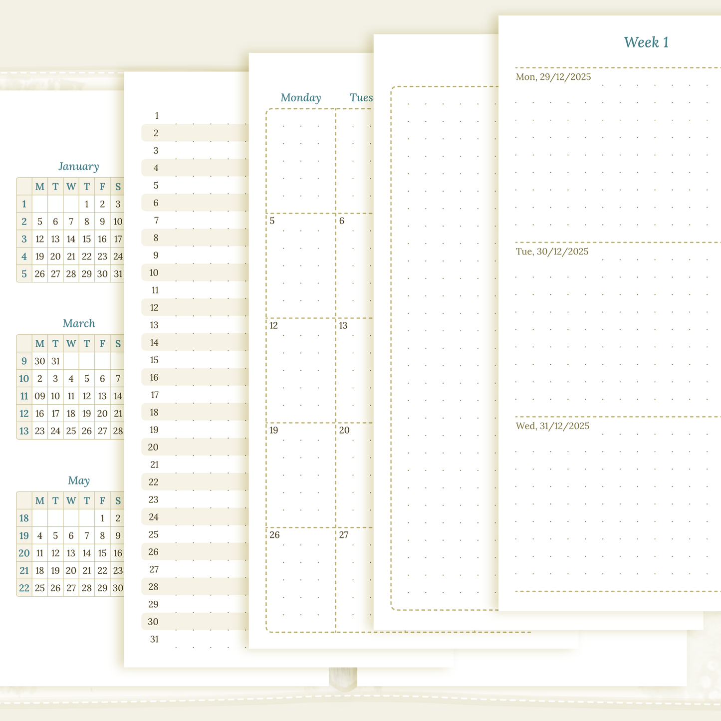 Personal | Bundle L | Year at a glance, future log, month on 2 pages & week on 2 pages