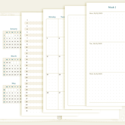 Personal | Bundle L | Year at a glance, future log, month on 2 pages & week on 2 pages