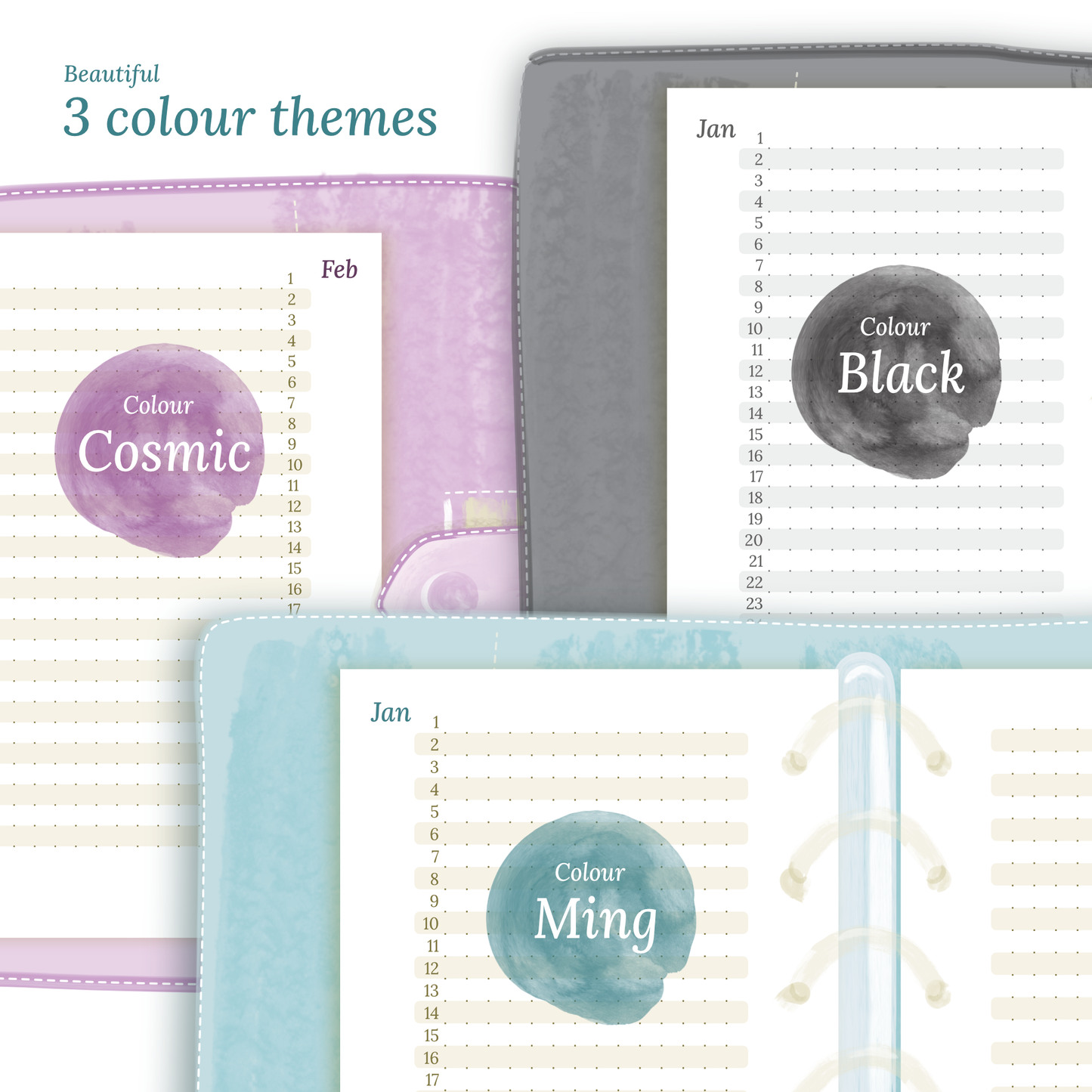 Pocket | Bundle L | Year at a glance, future log, month on 2 pages & week on 2 pages