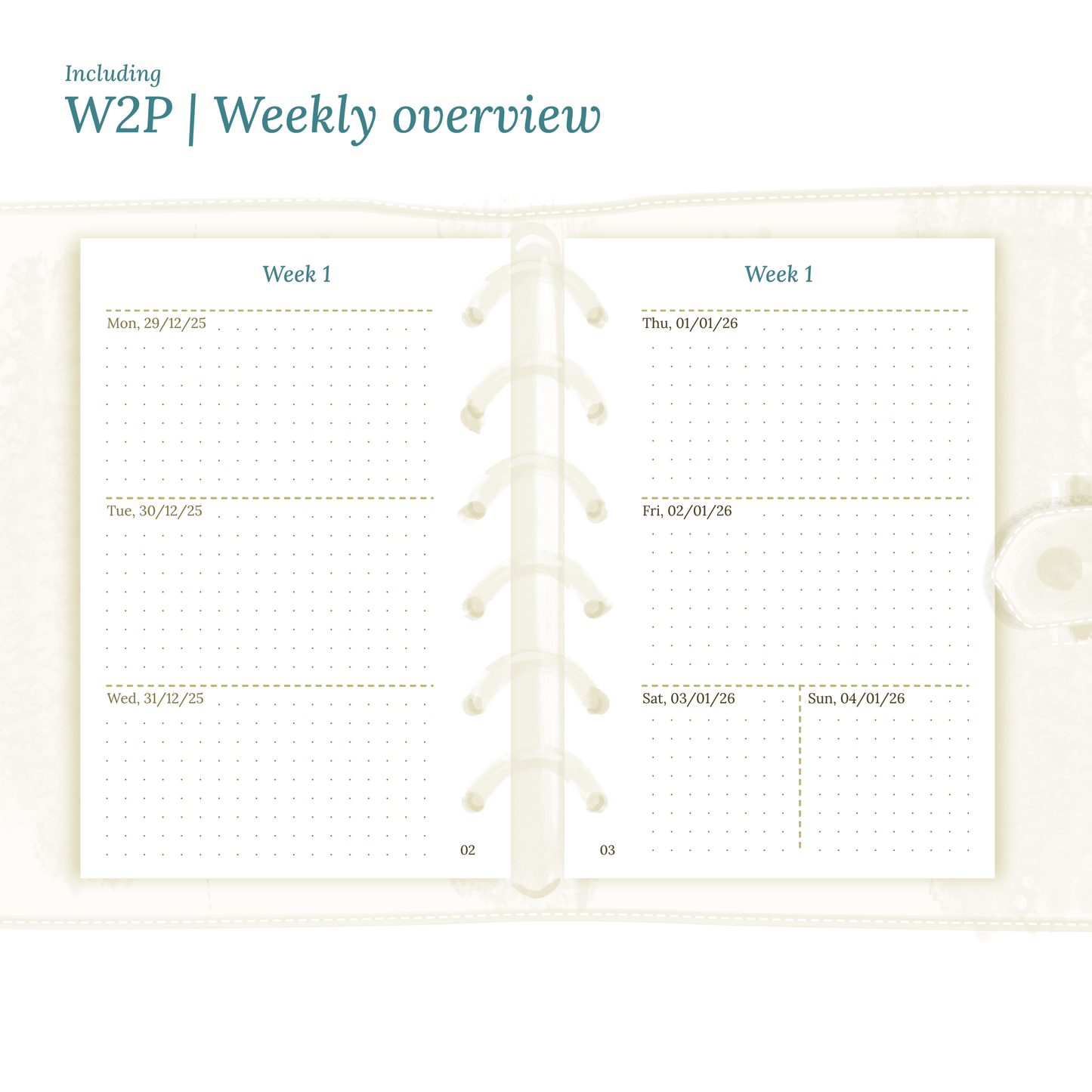 Pocket | Bundle L | Year at a glance, future log, month on 2 pages & week on 2 pages
