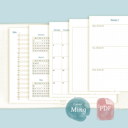 Pocket | Bundle L | Year at a glance, future log, month on 2 pages & week on 2 pages