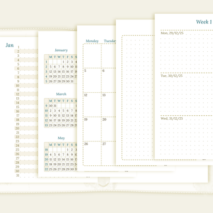 Pocket | Bundle L | Year at a glance, future log, month on 2 pages & week on 2 pages