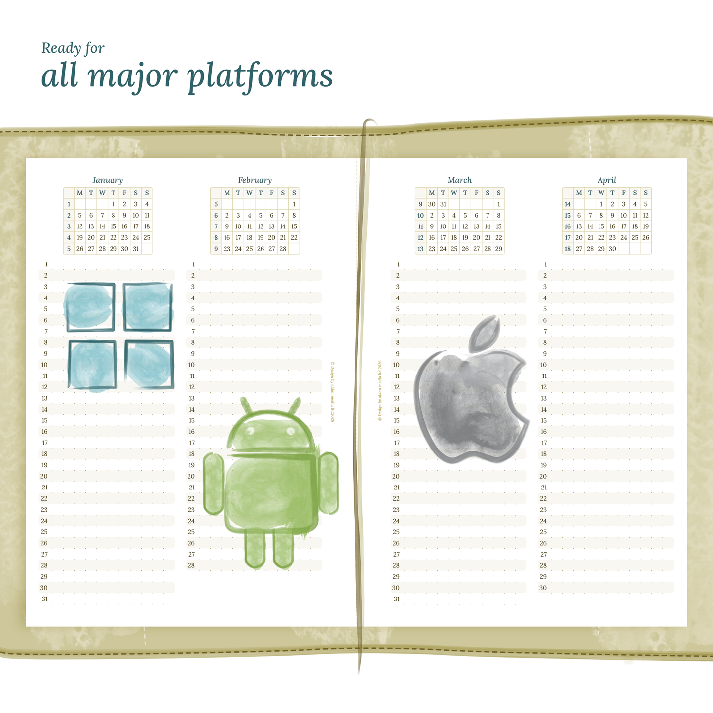 TN A5 | Bundle L | Year at a glance, future log, month on 2 pages & week on 2 pages