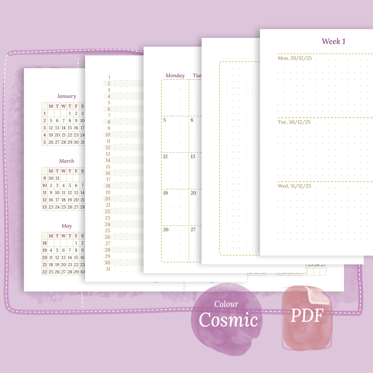 TN Passport | Bundle L | Year at a glance, future log, month on 2 pages & week on 2 pages