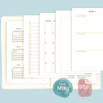 TN Passport | Bundle L | Year at a glance, future log, month on 2 pages & week on 2 pages