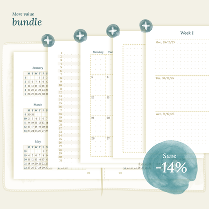 TN Passport | Bundle L | Year at a glance, future log, month on 2 pages & week on 2 pages