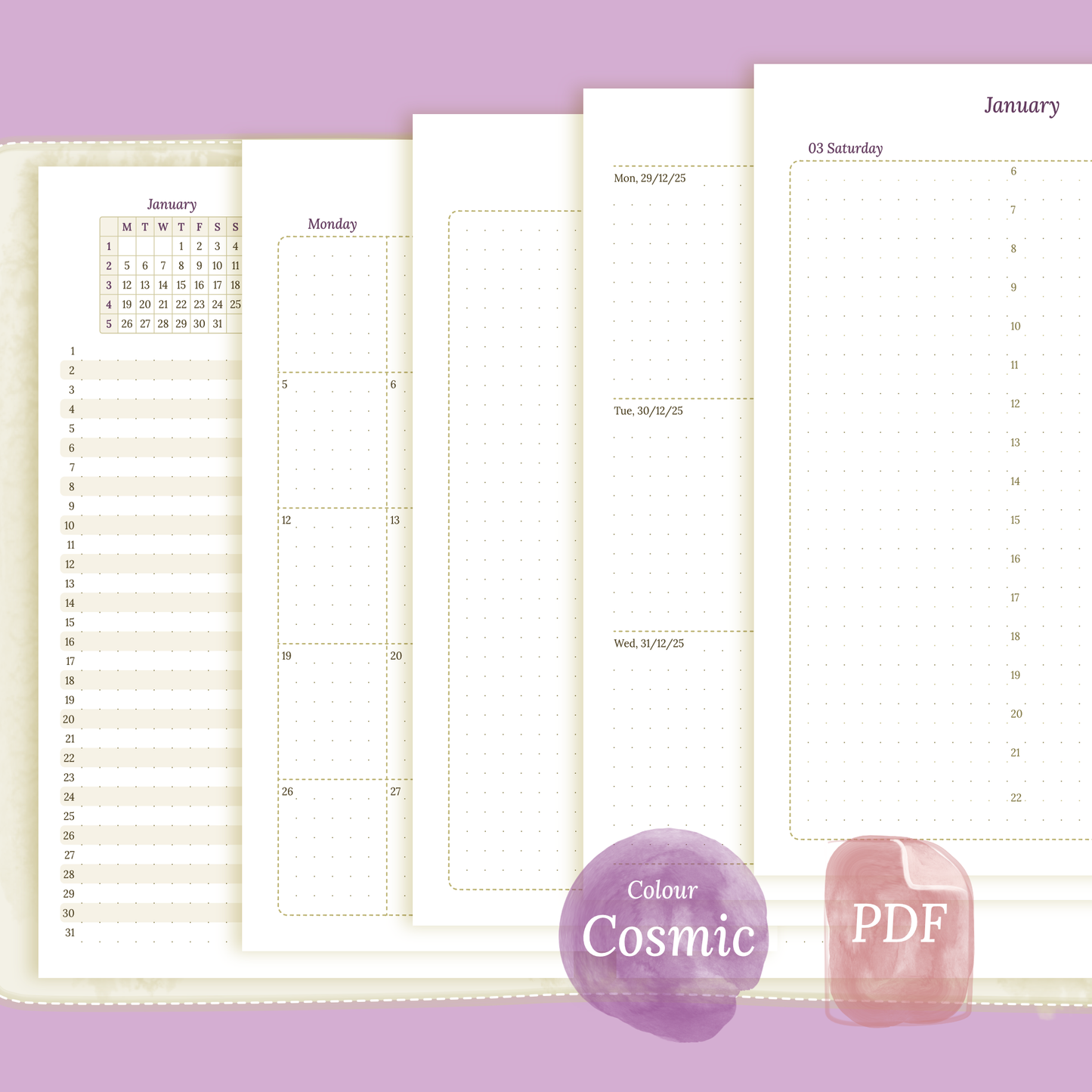 A5 | Bundle XL | Year at a glance, future log, month on 2 pages, week on 2 pages & daily
