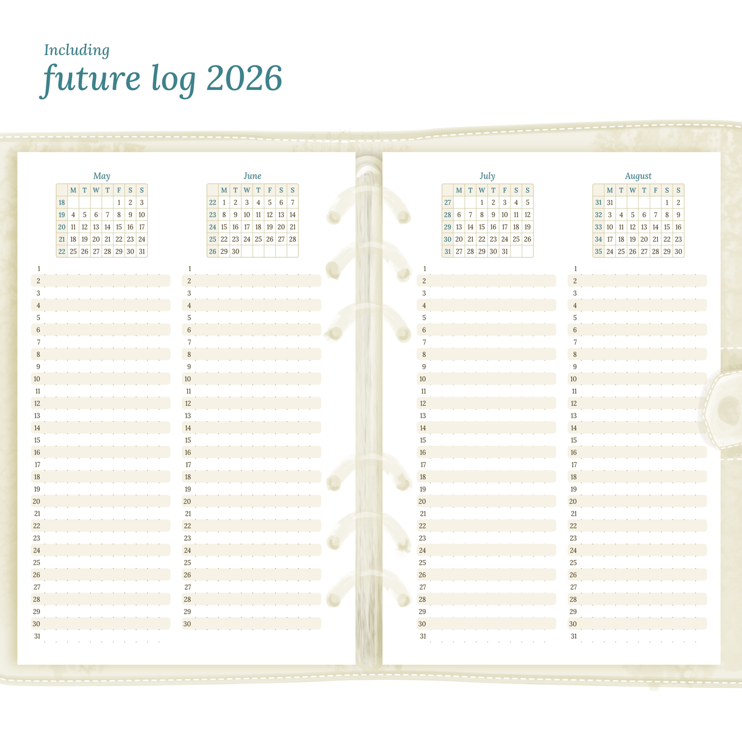 A5 | Bundle XL | Year at a glance, future log, month on 2 pages, week on 2 pages & daily