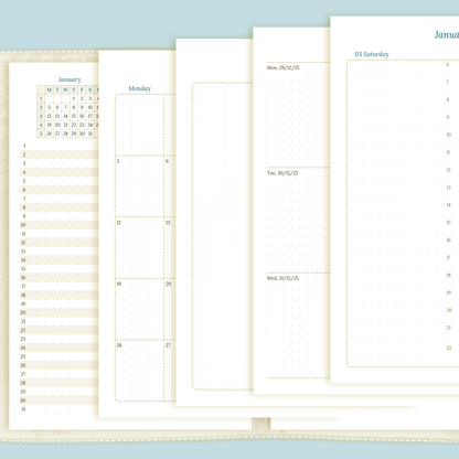 A5 | Bundle XL | Year at a glance, future log, month on 2 pages, week on 2 pages & daily