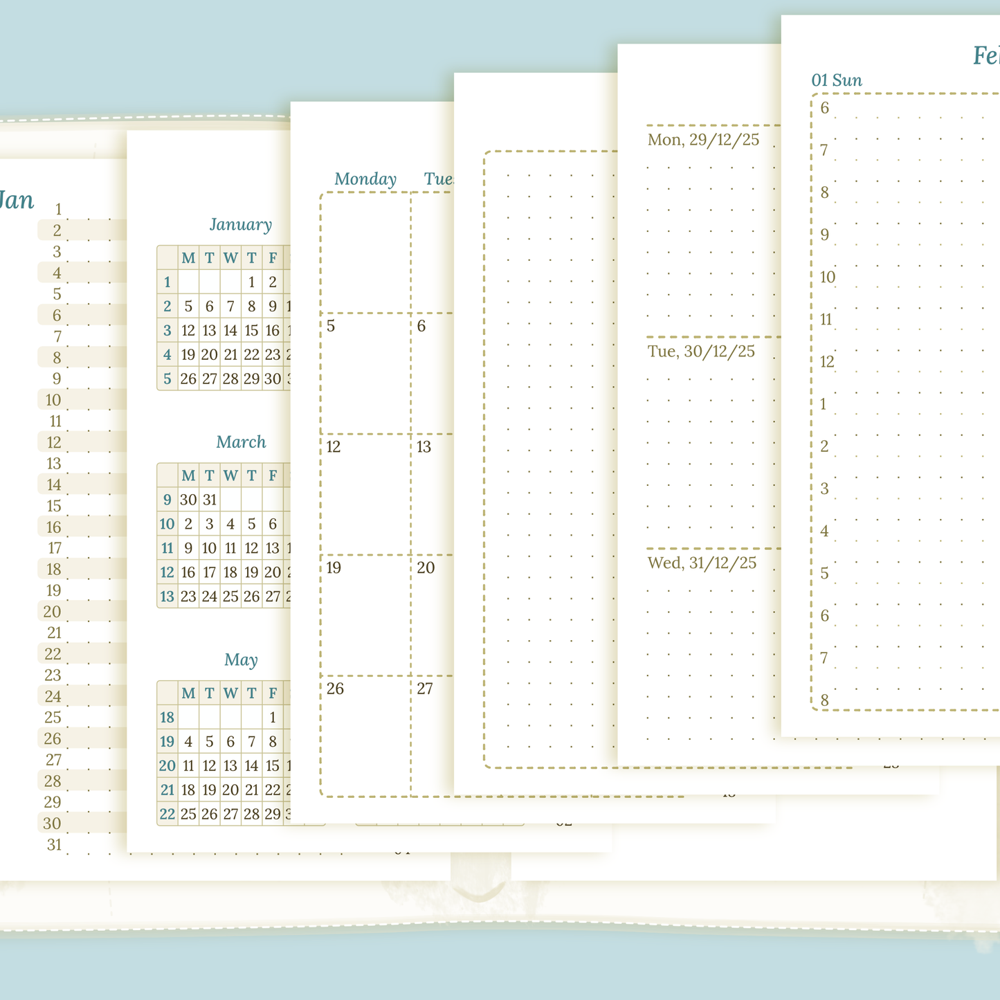 Pocket | Bundle XL | Year at a glance, future log, month on 2 pages, week on 2 pages & daily
