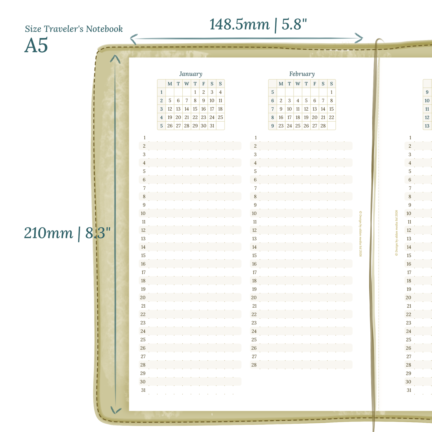 TN A5 | Bundle XL | Year at a glance, future log, month on 2 pages, week on 2 pages & daily
