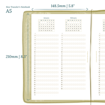TN A5 | Bundle XL | Year at a glance, future log, month on 2 pages, week on 2 pages & daily