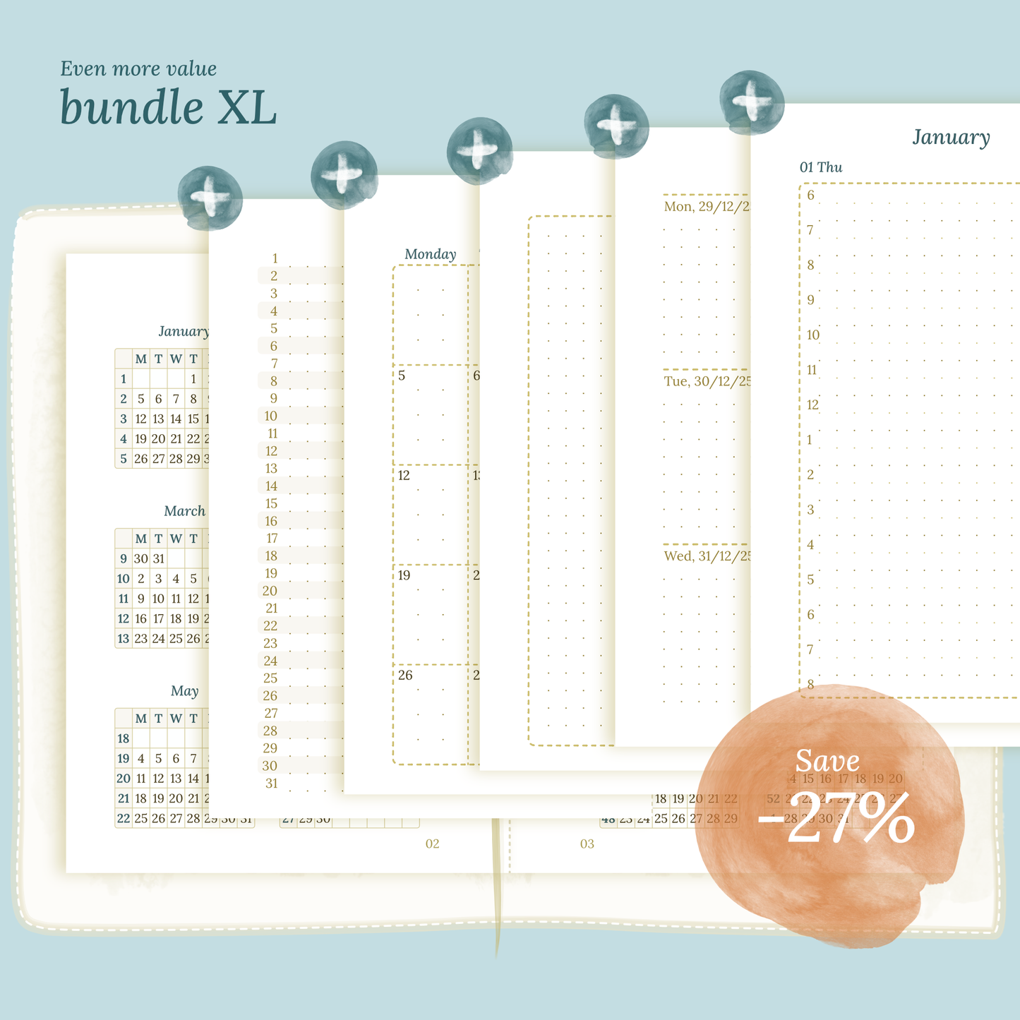 TN Passport | Bundle XL | Year at a glance, future log, month on 2 pages, week on 2 pages & daily