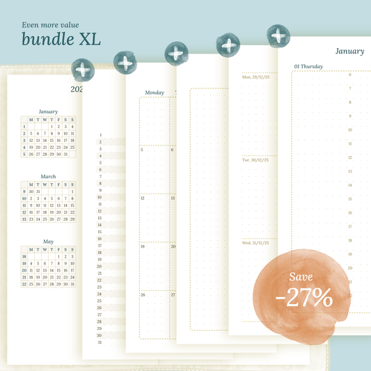 TN Standard | Bundle XL | Year at a glance, future log, month on 2 pages, week on 2 pages & daily