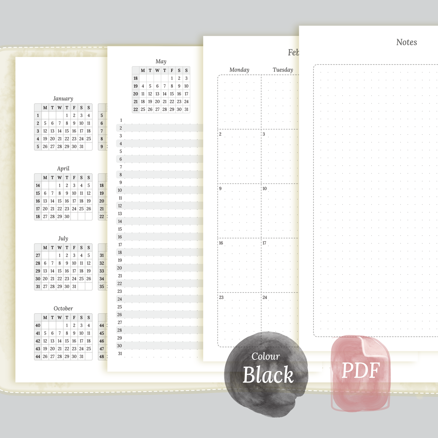 A5 | Bundle | Year at a glance, future log & month on 2 pages