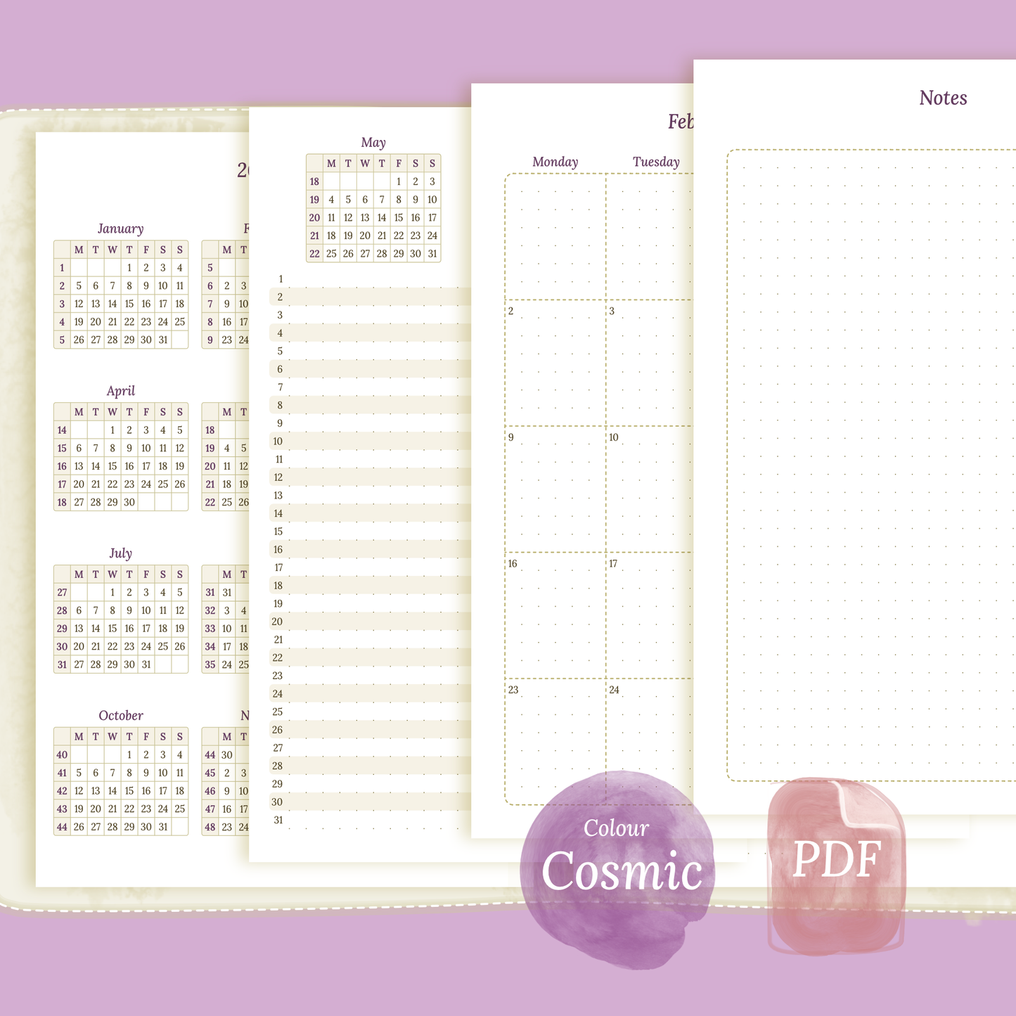 A5 | Bundle | Year at a glance, future log & month on 2 pages