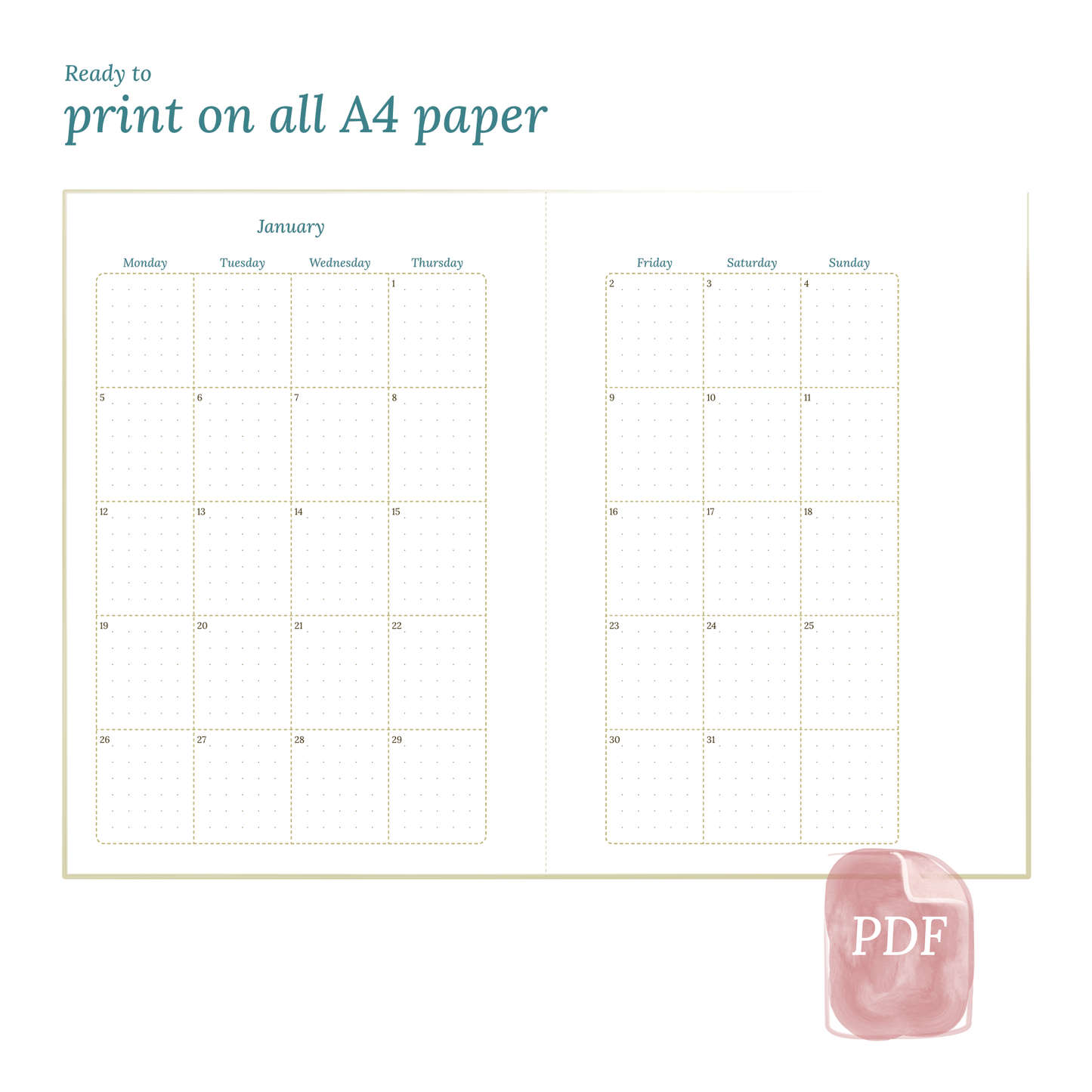 A5 | Bundle | Year at a glance, future log & month on 2 pages