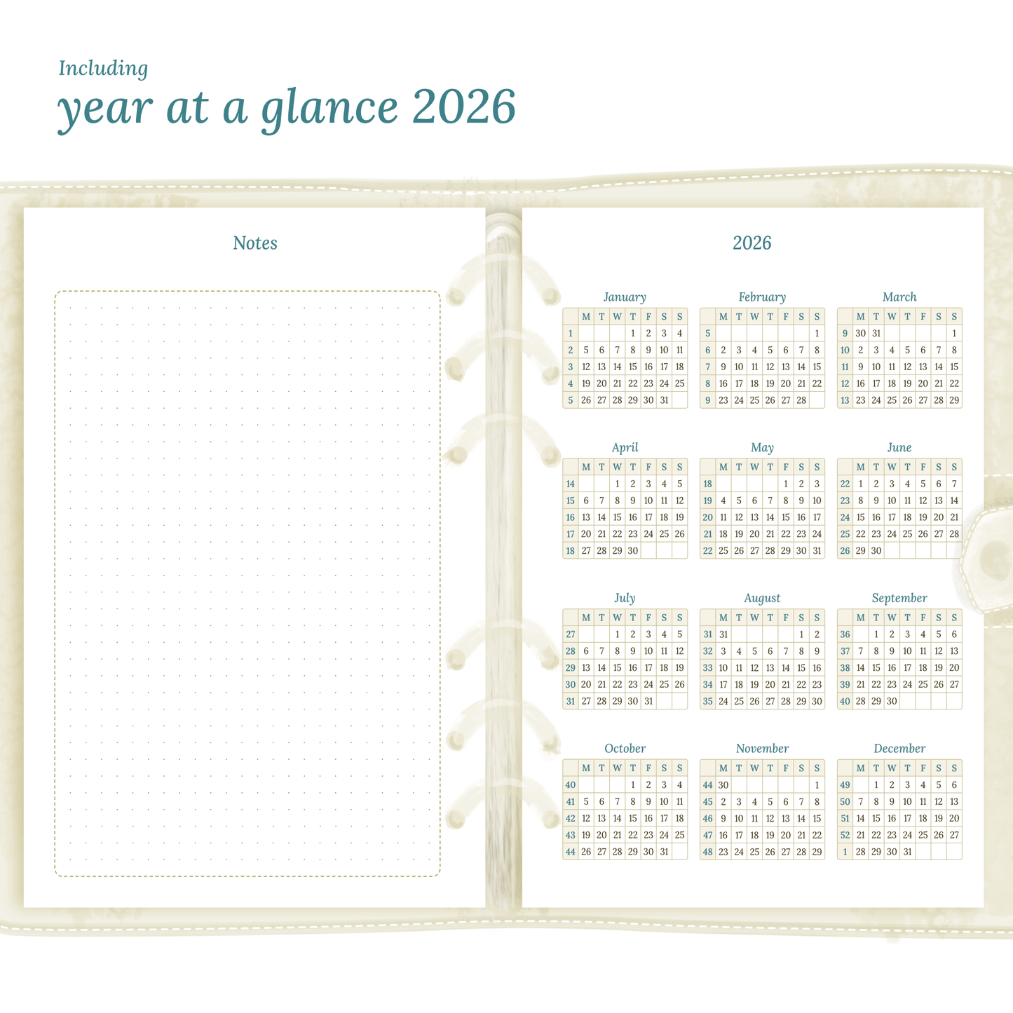 A5 | Bundle | Year at a glance, future log & month on 2 pages