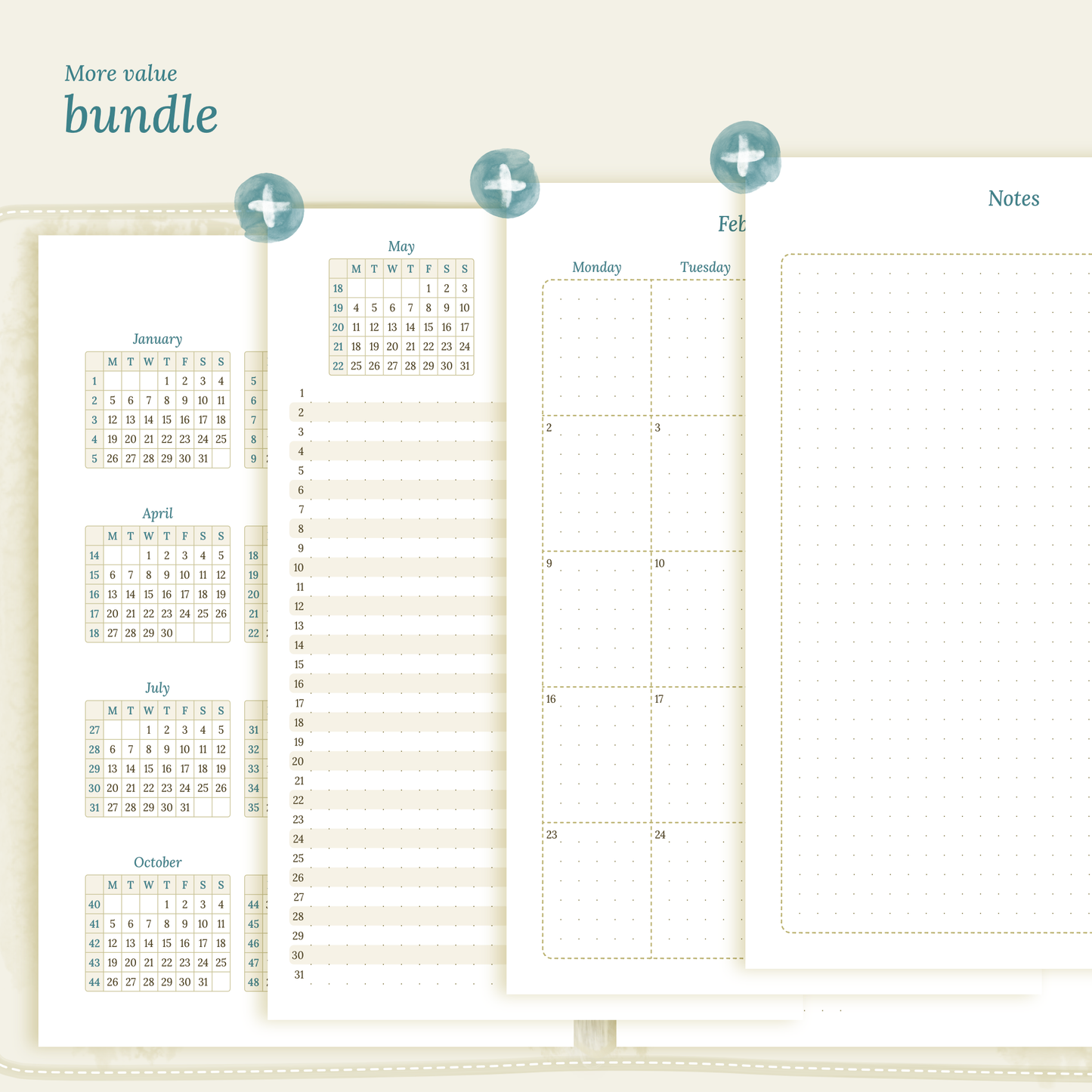 A5 | Bundle | Year at a glance, future log & month on 2 pages