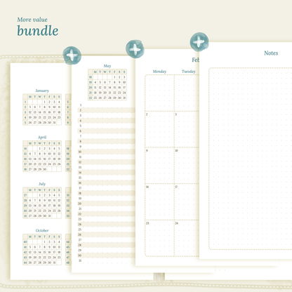 A5 | Bundle | Year at a glance, future log & month on 2 pages