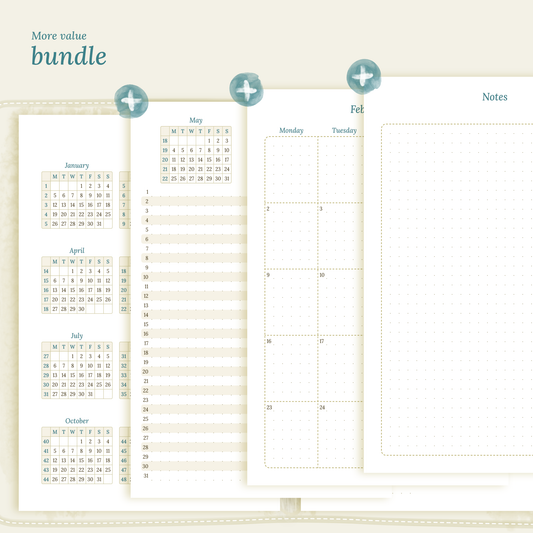 A5 | Bundle | Year at a glance, future log & month on 2 pages